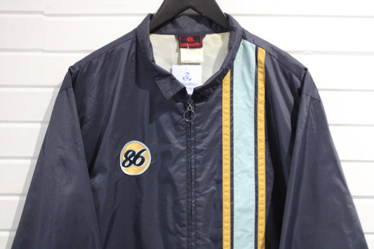 Airwalk Jacket | Vintage 80s Striped Windbreaker Coat | Blue Graphic Track Outerwear