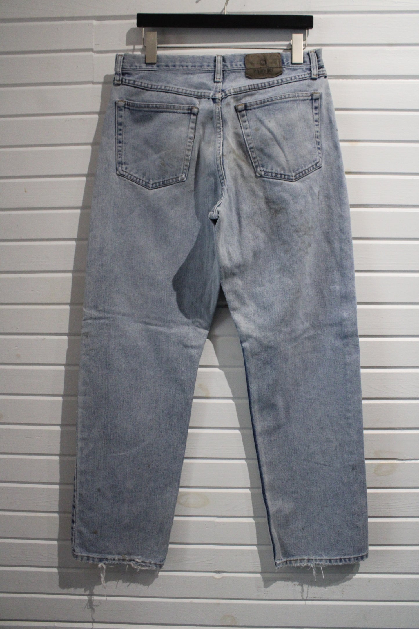 Wrangler Jeans | Vintage 1990s Light Wash Relaxed Fit Denim Pants | Distressed Straight Leg Jeans