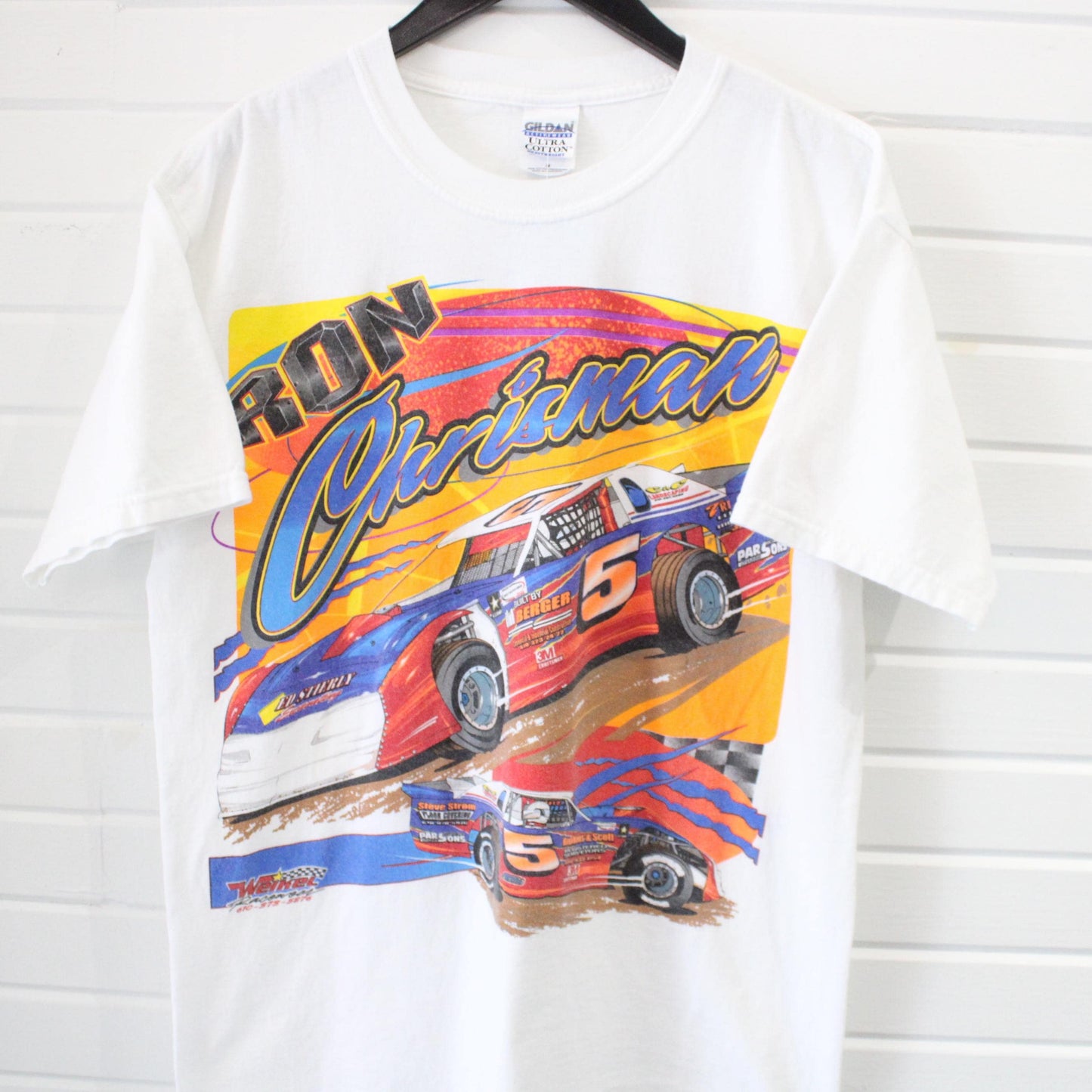 Ron Chrisman Racing T-Shirt | Vintage 90s Stock Car Graphic Tee | Racing Fan Collectible