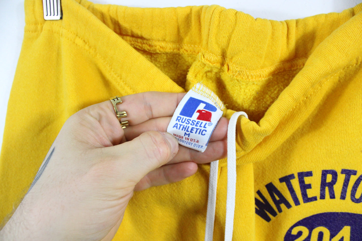 Watertown Track Hoodie & Pants Set | Vintage 80s Athletic Gold Sweat Suit | Bold Graphic Sportswear