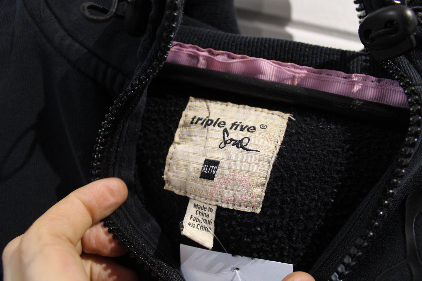 Triple-Five-Soul Zip Hoodie | Vintage 2000s Black Full Zip Hooded Sweatshirt | Classic Streetwear Layer