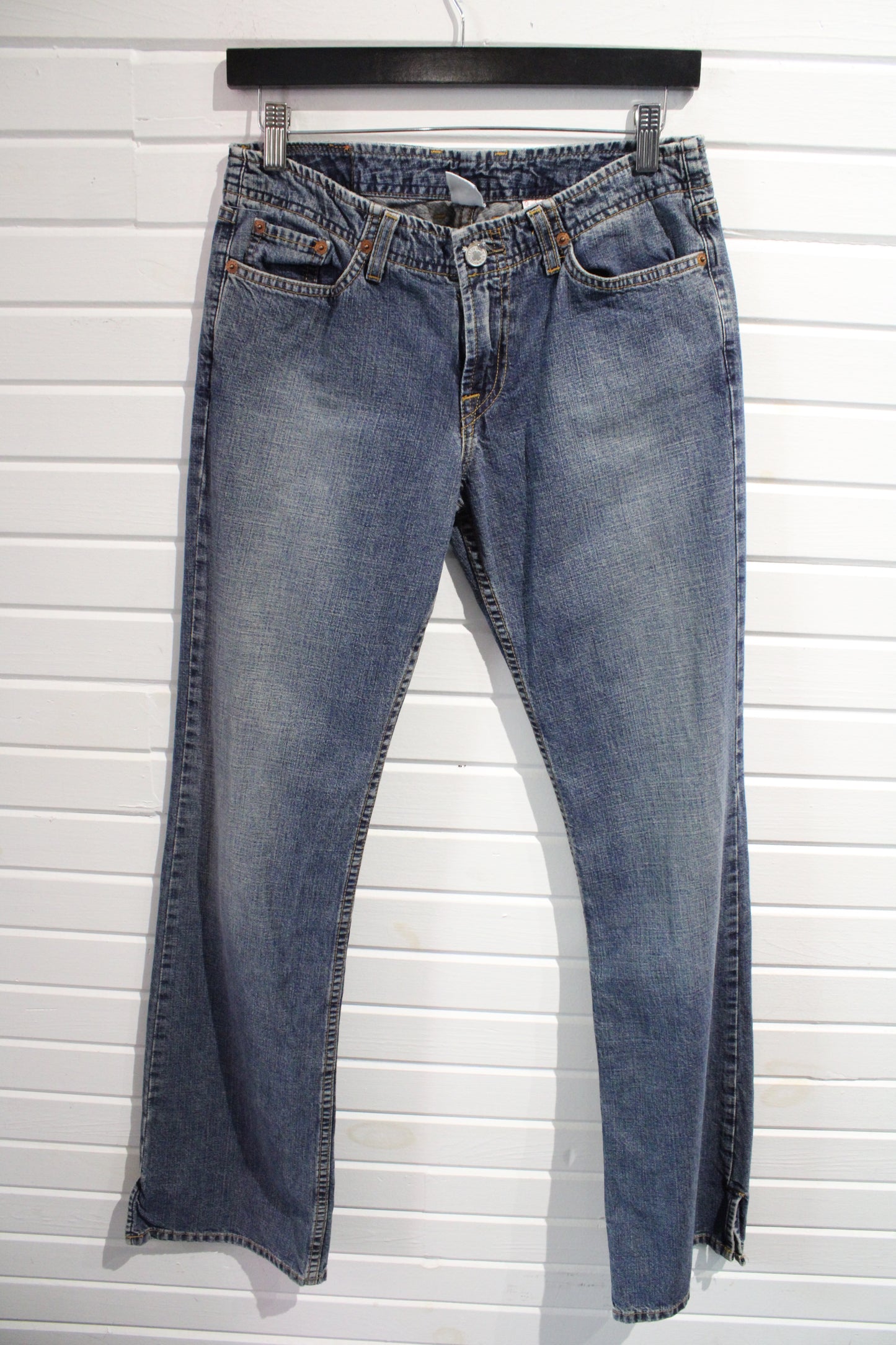 Lucky-brand Dungarees Flirtie Jeans | Vintage 2000s Classic Straight-Leg Denim Pants | Long Length / Western Style