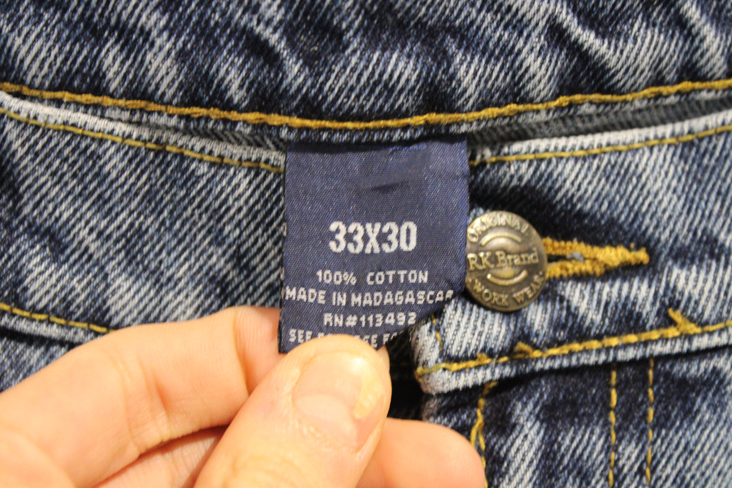 RK Brand Jeans | Vintage 1990s Distressed Blue Denim Pants | Classic Straight Fit Jeans