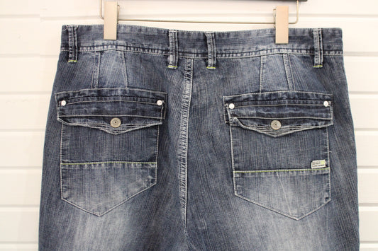 Private Member Denim Shorts | Vintage Cargo-Style Patchwork Jean Shorts | Utility Workwear