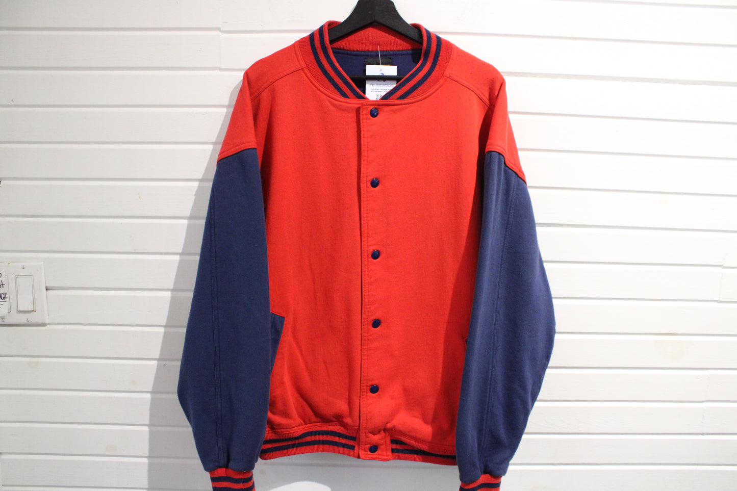 Windswept Varsity Jacket | Vintage 80s Red-Navy Classic Letterman Bomber | Retro Streetwear Outerwear