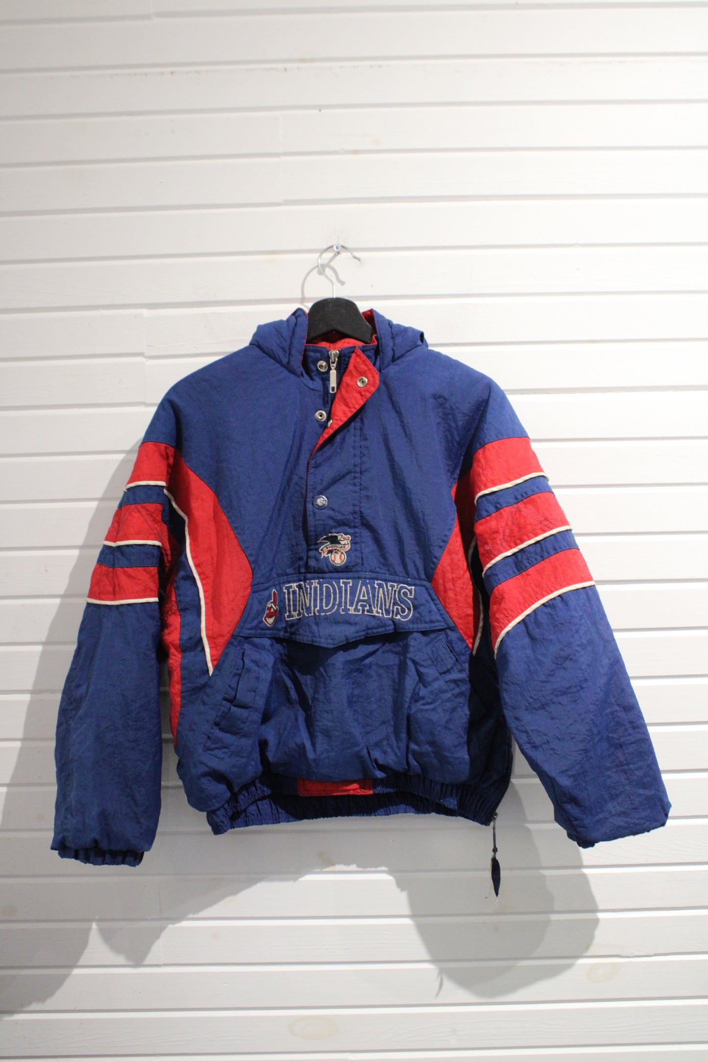 Cleveland-Indians Starter Jacket | Vintage 90s MLB Pullover Windbreaker | Retro Baseball Team Outerwear