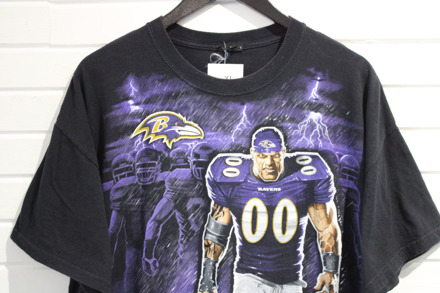 Baltimore-Ravens T-Shirt | Vintage NFL Football Graphic Tee | Purple Lightning Player Print | Fan Apparel