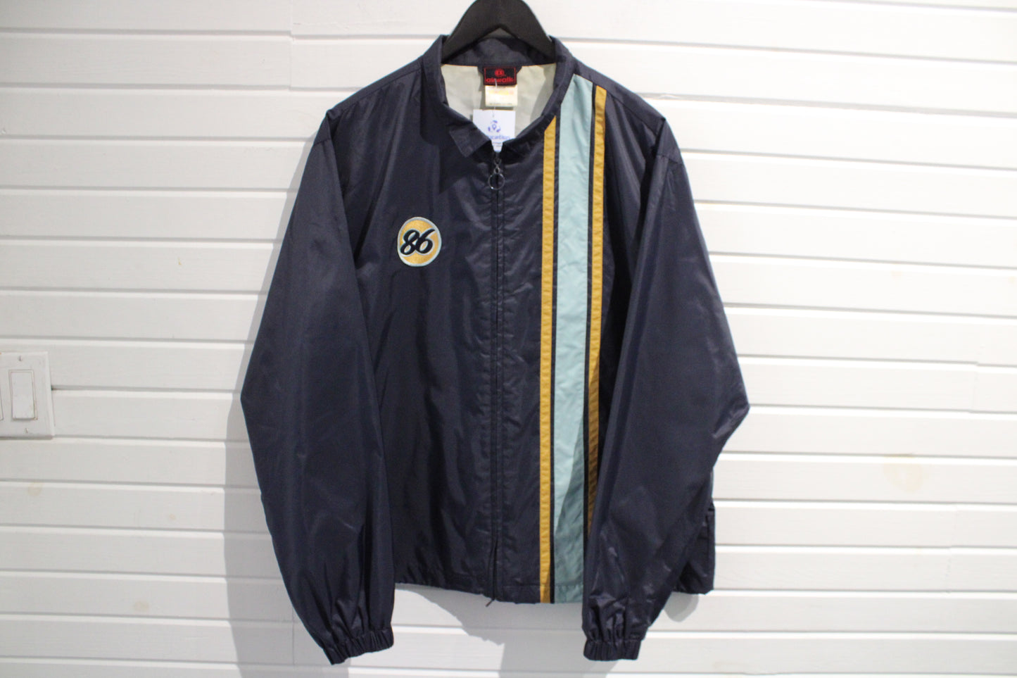 Airwalk Jacket | Vintage 80s Striped Windbreaker Coat | Blue Graphic Track Outerwear