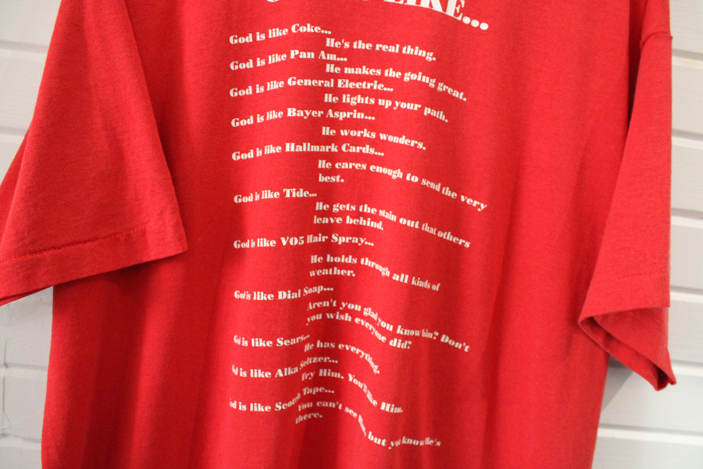 God-Is-Like Graphic T-Shirt | Vintage Religious Faith Verse Tee | Inspirational Quote Red Shirt