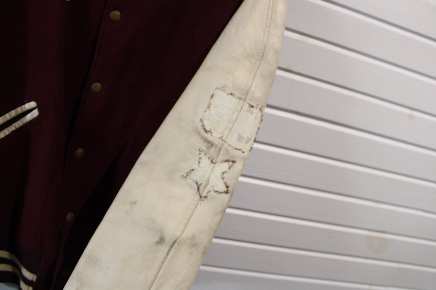 Butwin Varsity Jacket | Vintage 50s Maroon Letterman Coat Leather Sleeves | Classic Sportswear