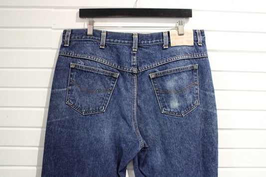 Vintage Flared Denim Jeans | 1970s Blue Wide-Leg Pants | Classic Bell Bottom Style | Size 38x30 | Made In USA