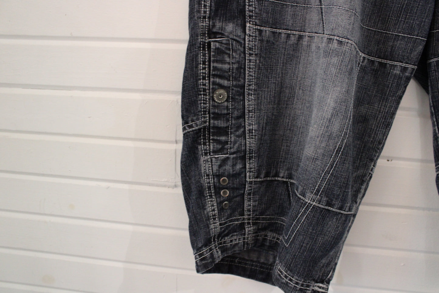 Private-Member Denim Shorts | Vintage 2000s Grey Washed Cargo Jean Shorts | Relaxed Fit Streetwear