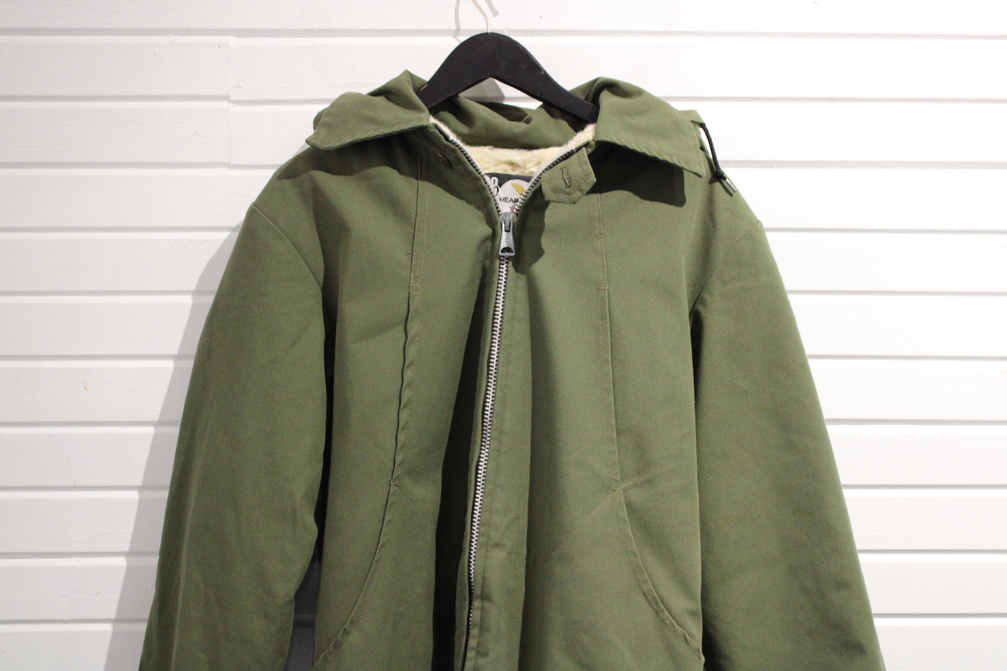 Rice-Sportswear Parka Jacket | Vintage 1970s Sherpa-Lined Hooded Coat | Heavy Outdoor Utility Green