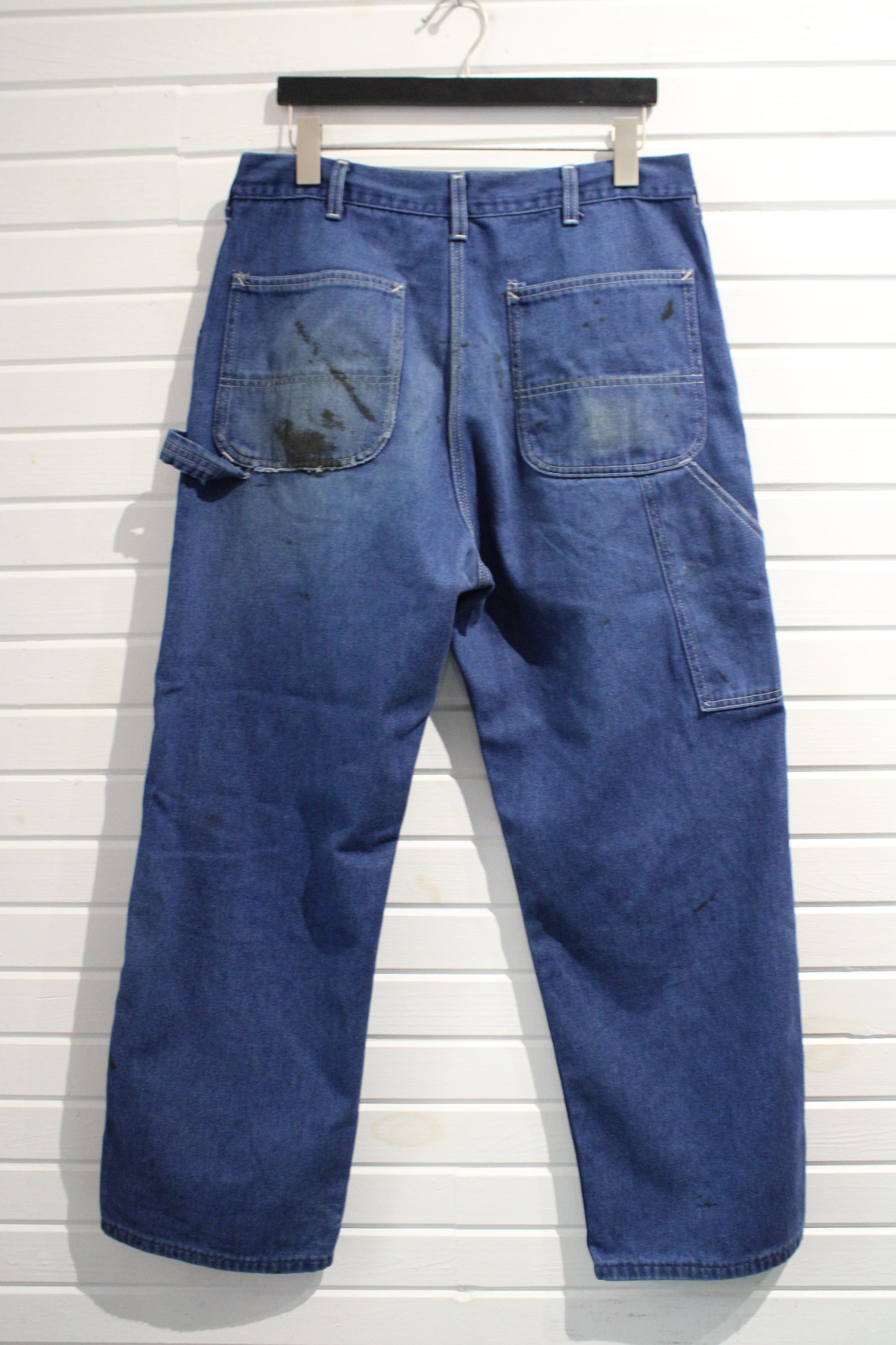 Vintage Carpenter Denim Pants | Workwear Utility Blue Jeans | Authentic Heavy Duty Carpenter Style