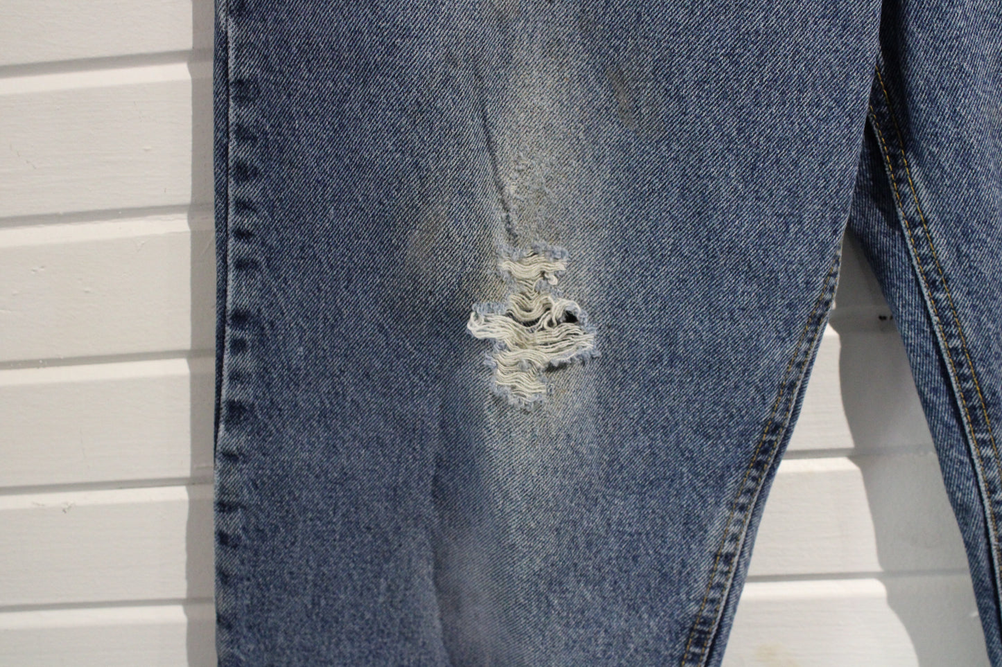 RK Brand Jeans | Vintage 1990s Distressed Blue Denim Pants | Classic Straight Fit Jeans