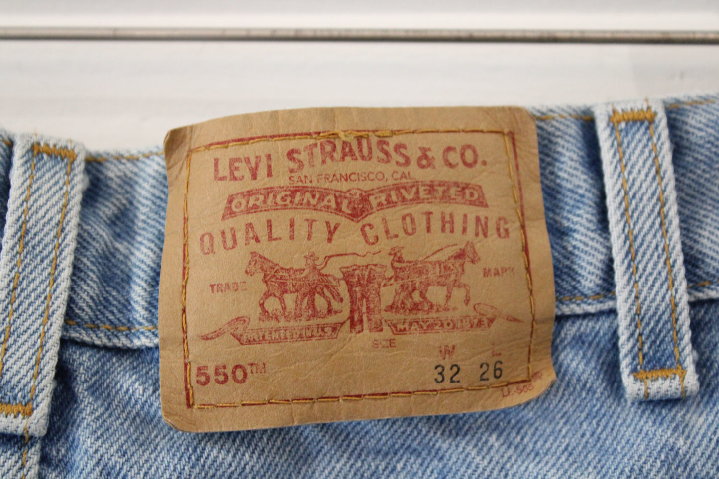 Levi's 550 Jean Shorts | Vintage 90s Light Wash Relaxed Fit Denim Jorts | Raw Hem Retro Summer Style
