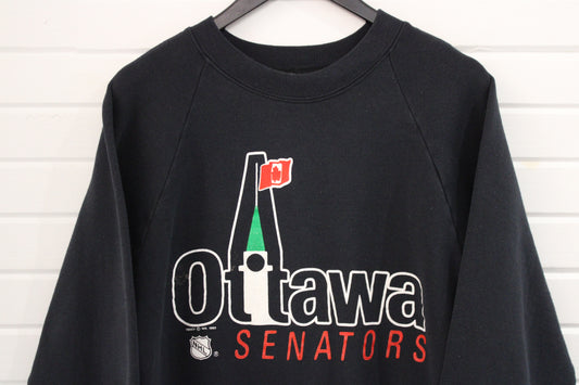 Ottawa Senators Sweater | Vintage 1990 NHL Crewneck Sweatshirt | Classic Canadian Hockey Graphic