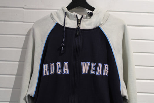 Rocawear Zip Hoodie | Vintage Two-Tone Hooded Sweatshirt | Classic Streetwear Jacket