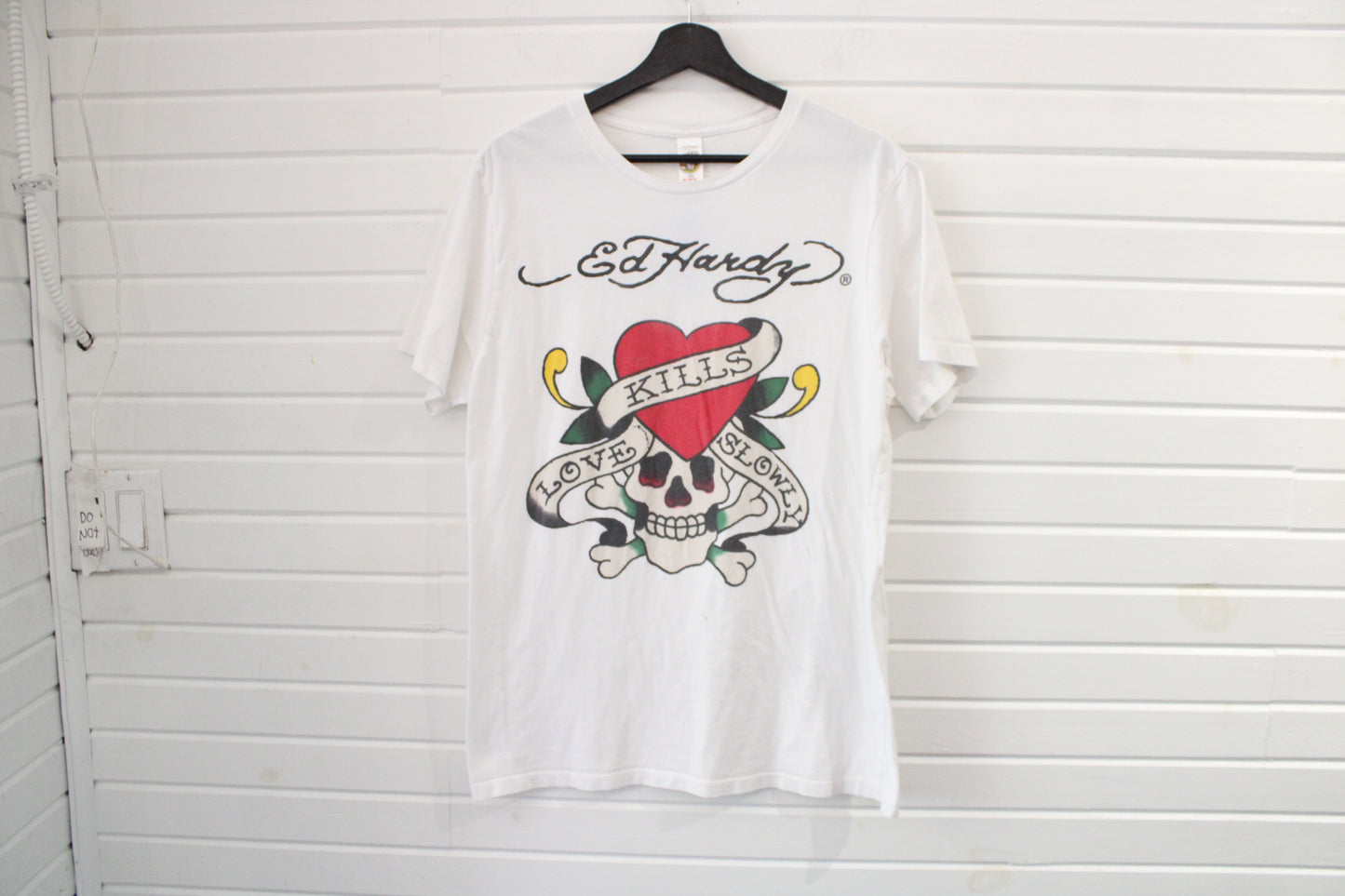 Ed-Hardy T-Shirt | Vintage 2000s Love Kills Slowly Skull Graphic Tee | Tattoo Art Style Streetwear