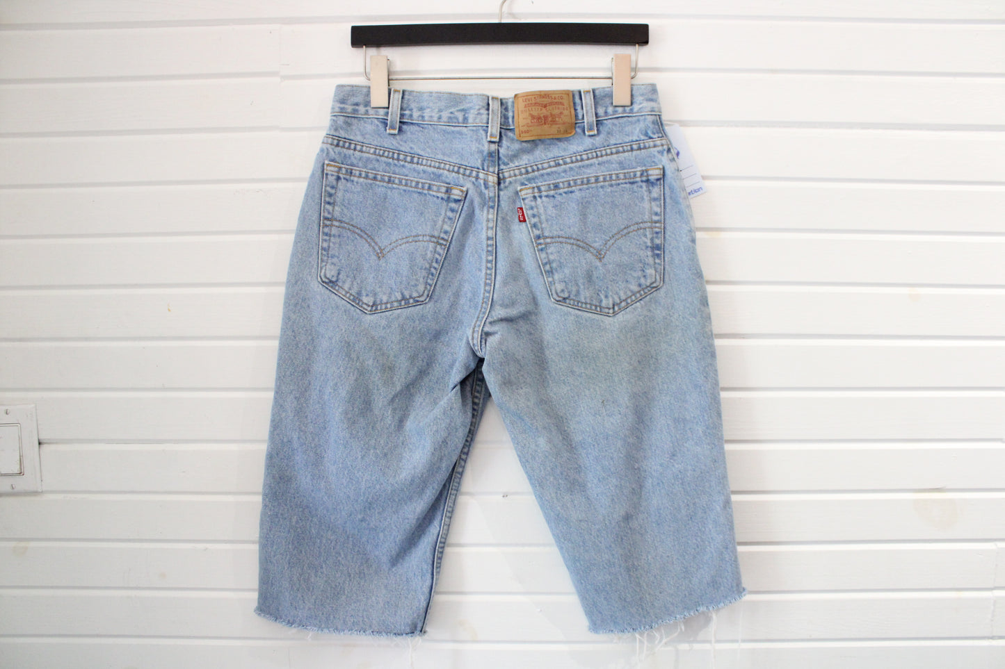 Levi's 550 Jean Shorts | Vintage 90s Light Wash Relaxed Fit Denim Jorts | Raw Hem Retro Summer Style