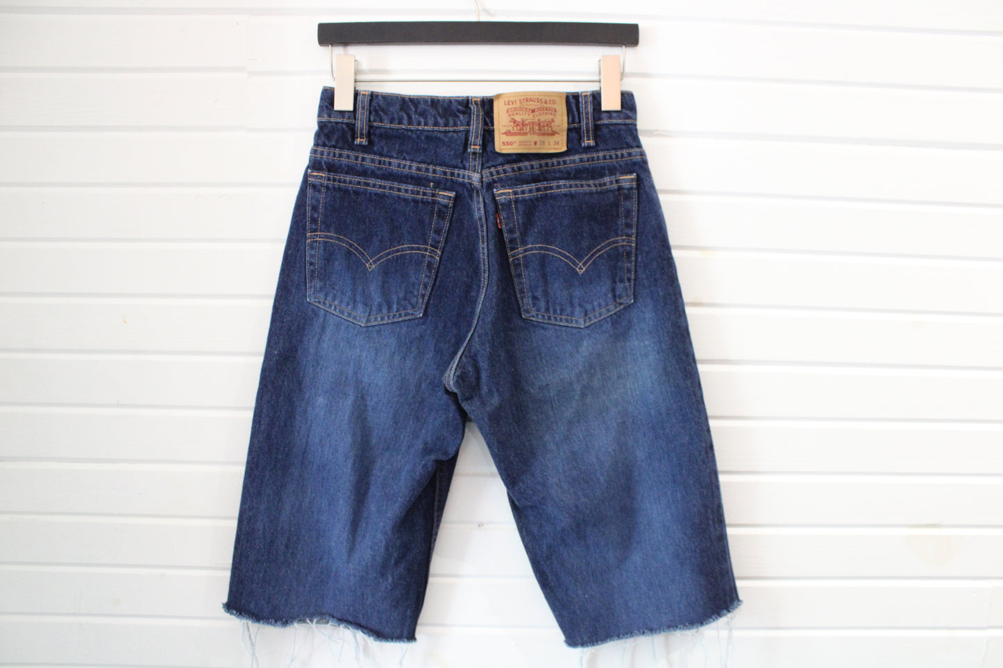 Levi's 550 Denim Shorts | Vintage 90s Relaxed Fit Tapered-Leg Jean Jorts | Classic Cut-Off Style
