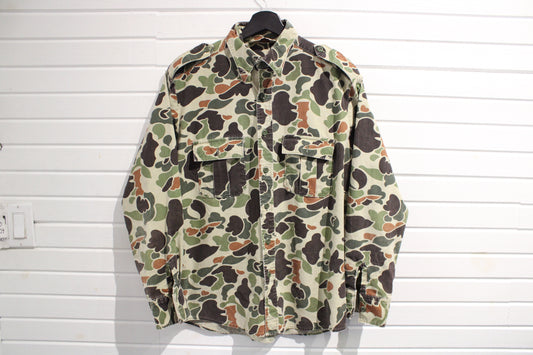 Walls Duck Camo Button-Up Shirt | Vintage 1990s Military Pattern Hunting Shirt | Outdoor Sportsman Wear