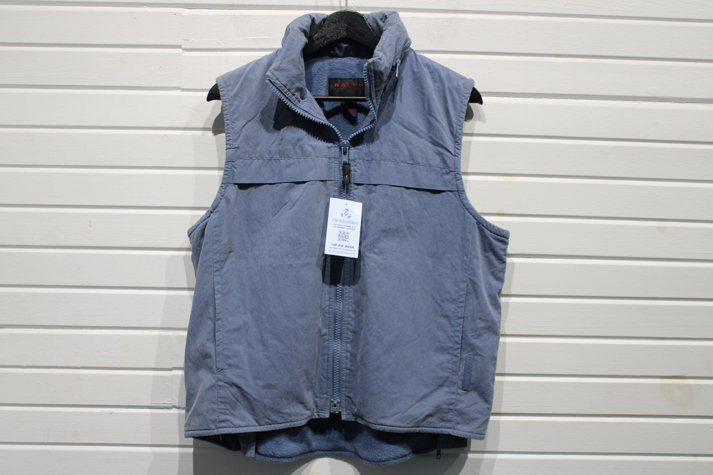 Ralph-Lauren Puffer Vest | Vintage 90s High-Neck Quilted Outerwear | Blue Men's Utility Layer