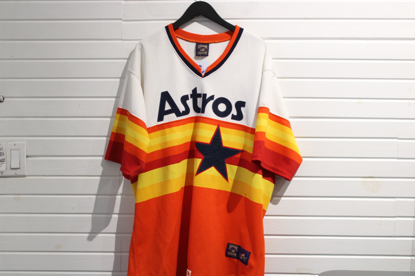 Astros Jersey | Vintage 80s Houston Rainbow Baseball Top | Cooperstown Collection Classic Fan Shirt