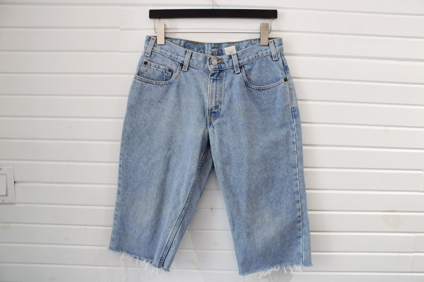 Levi's 550 Jean Shorts | Vintage 90s Light Wash Relaxed Fit Denim Jorts | Raw Hem Retro Summer Style