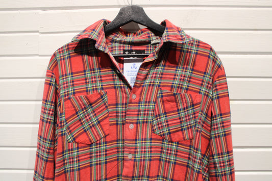 Bud-Berma Plaid Button-Up Shirt | Vintage Classic Red Tartan Flannel | Men's/Women's Casual Top