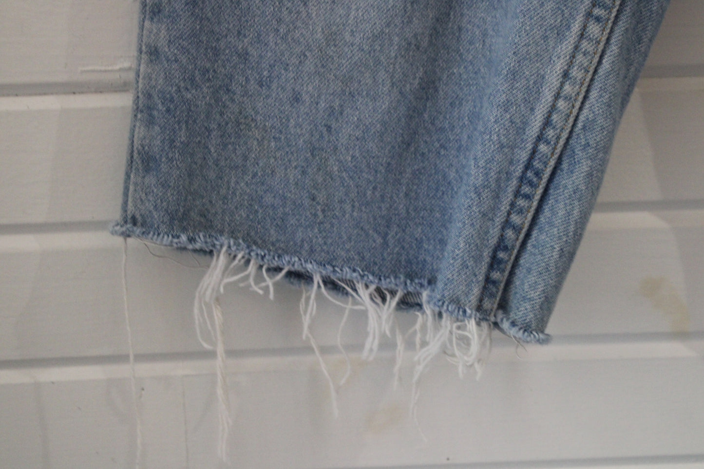 Levi's 550 Jean Shorts | Vintage 90s Light Wash Relaxed Fit Denim Jorts | Raw Hem Retro Summer Style