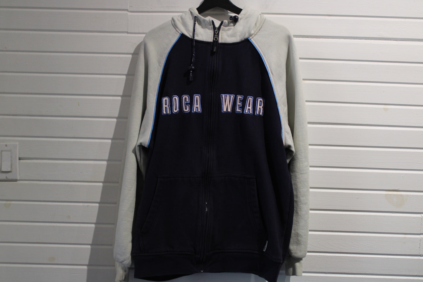 Rocawear Zip Hoodie | Vintage Two-Tone Hooded Sweatshirt | Classic Streetwear Jacket