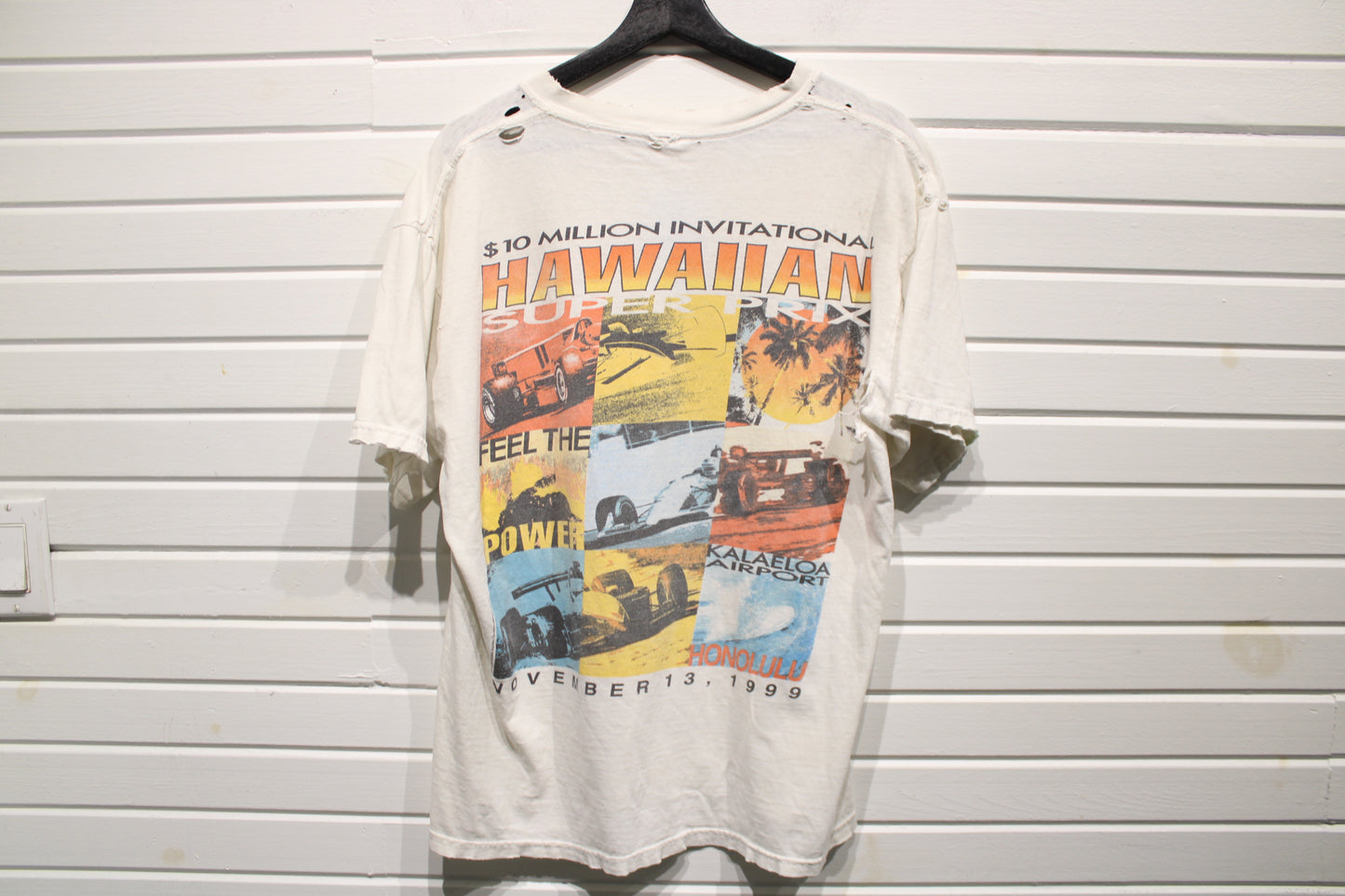 Hawaiian Super Prix T-Shirt | Vintage 1999 Honolulu Auto Racing Graphic Tee | Distressed Race Car Print Shirt
