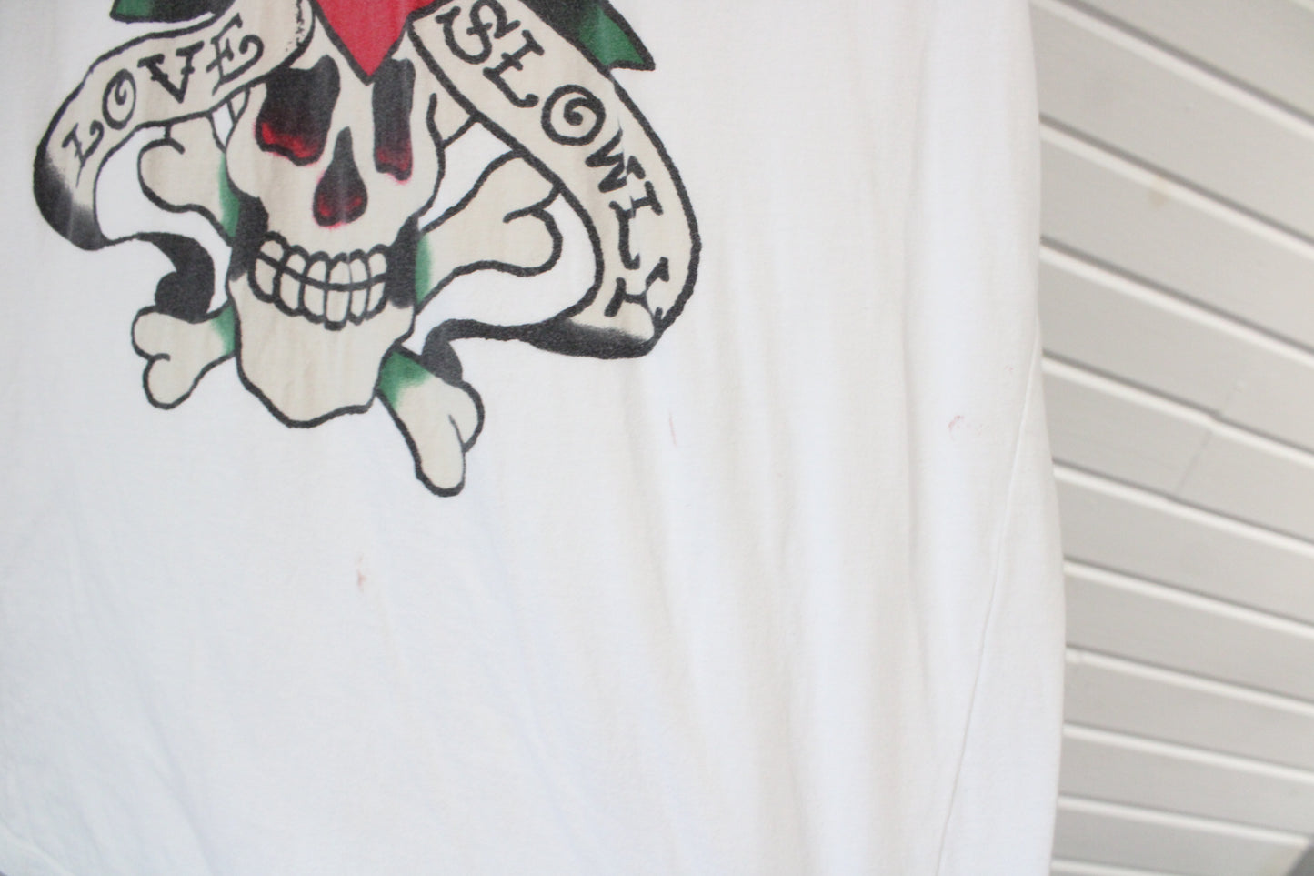 Ed-Hardy T-Shirt | Vintage 2000s Love Kills Slowly Skull Graphic Tee | Tattoo Art Style Streetwear