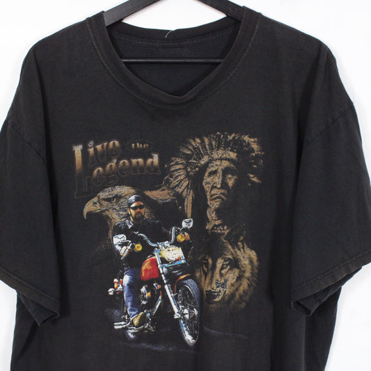 Live The Legend T-Shirt | Vintage 90s Biker Native American Wolf Graphic Tee | Motorcycle Rider Shirt