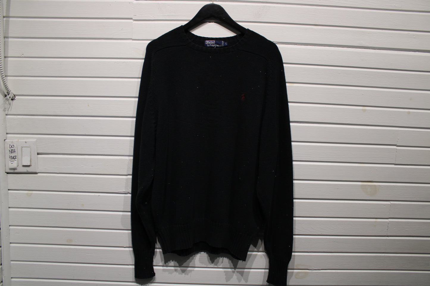 Vintage Polo-Ralph-Lauren Crewneck Sweater | Classic Black Knit Long Sleeve | Embroidered Logo Pull | Size Large