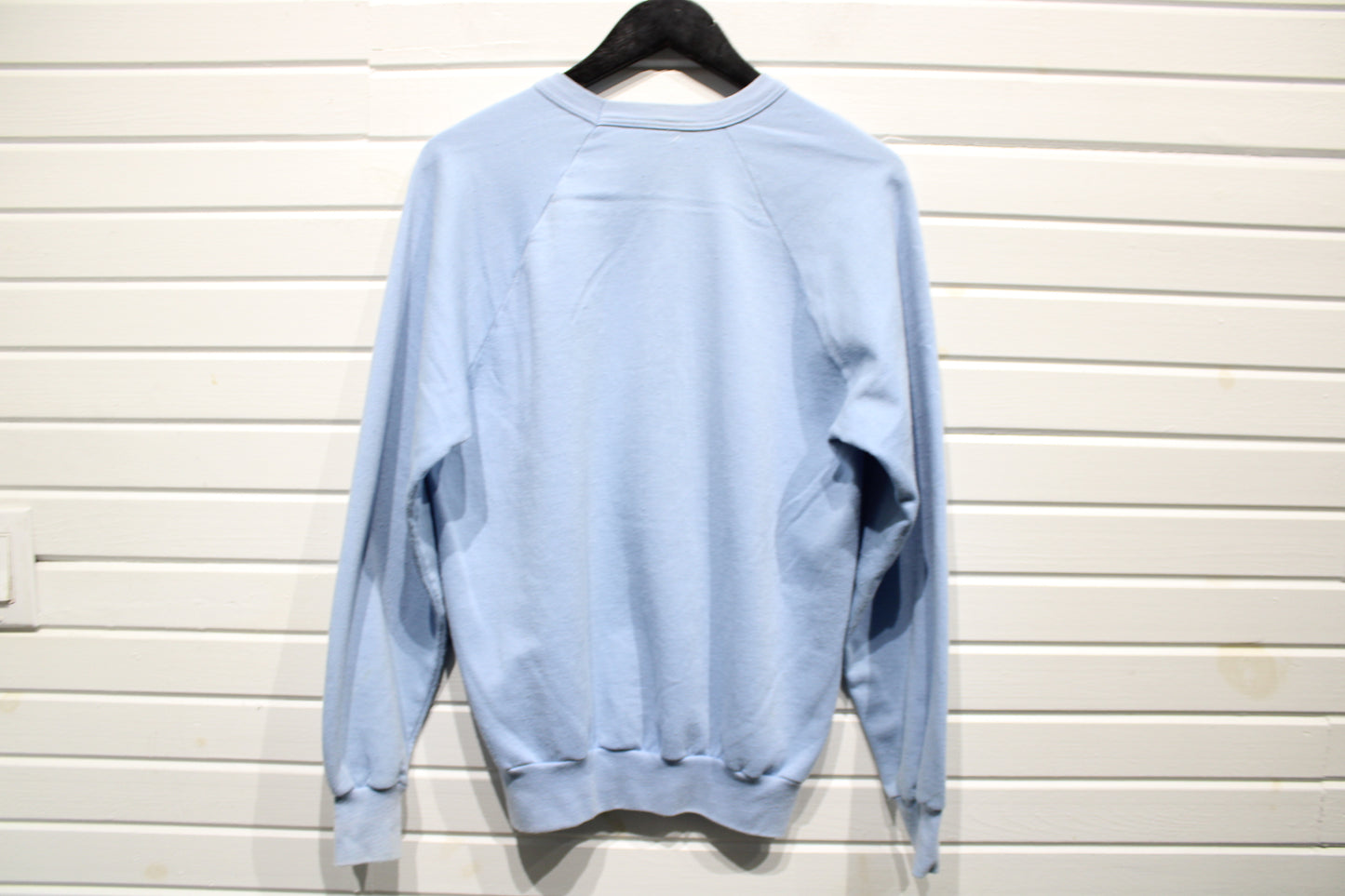 Snuggle-Me Bear Sweatshirt | Vintage 1980s Graphic Pullover Crewneck | Soft Blue Cozy Loungewear