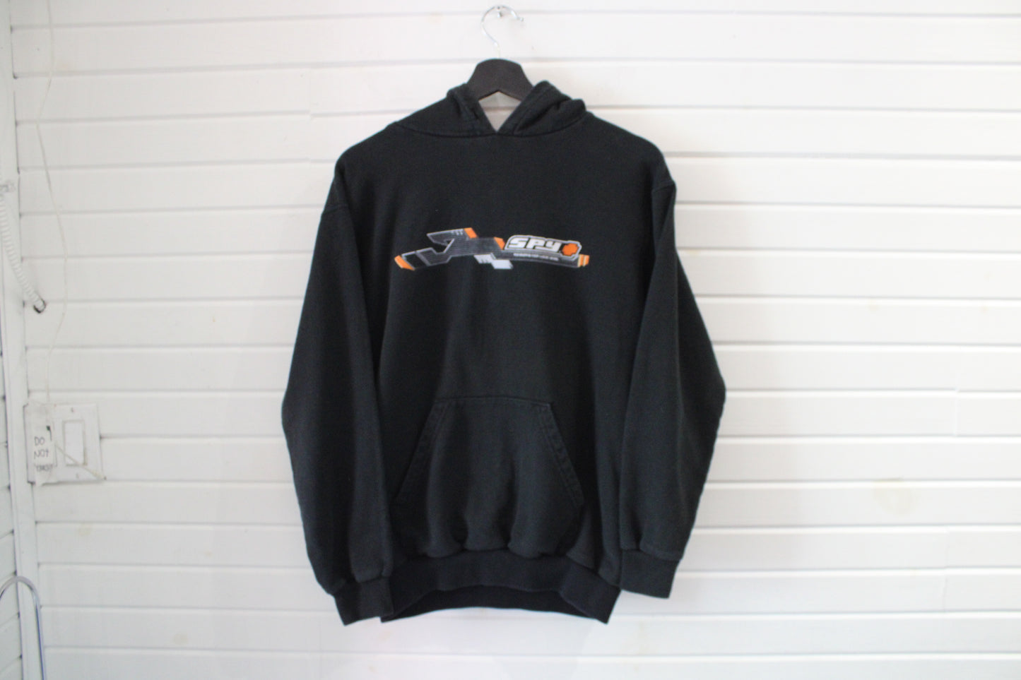 Spy Optic Hoodie | Vintage 2000s Graphic Pullover | Black Hooded Sweatshirt | California Streetwear