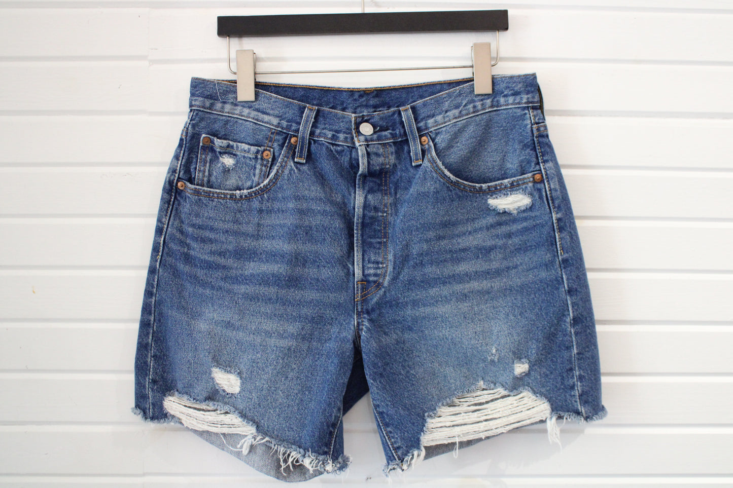 Levi's 501 Jean Shorts | Vintage Distressed Cut-Off Denim Jorts | Classic Mid-Wash Summer Style