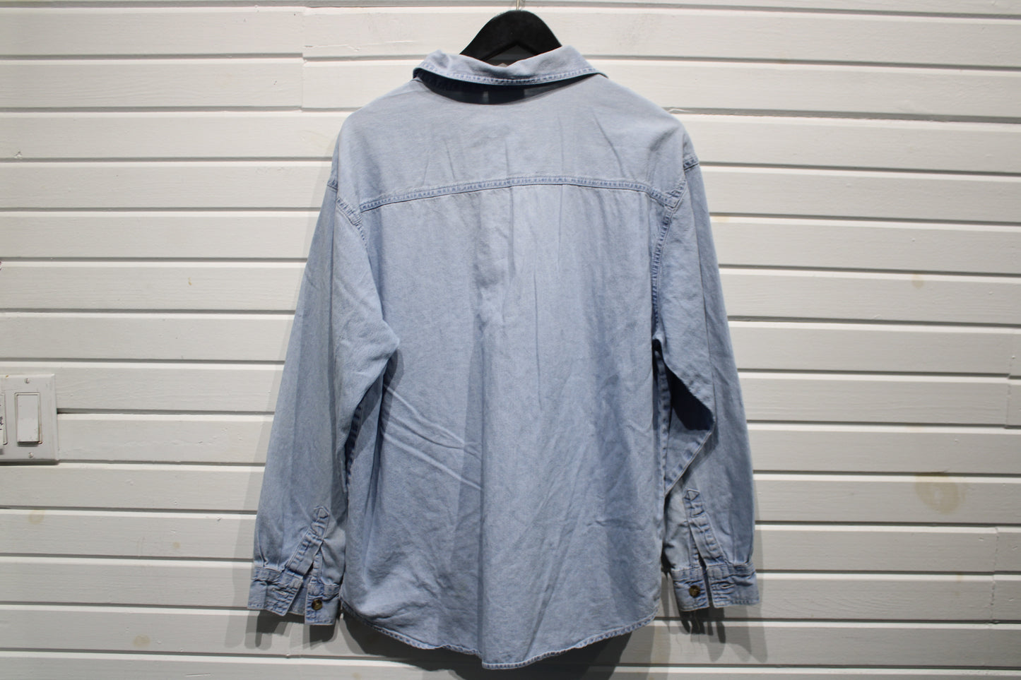 Pooh Eeyore Denim Button-Up Shirt | Vintage 1990s Cartoon Embroidered Long Sleeve Shirt | Classic Character Casual Wear