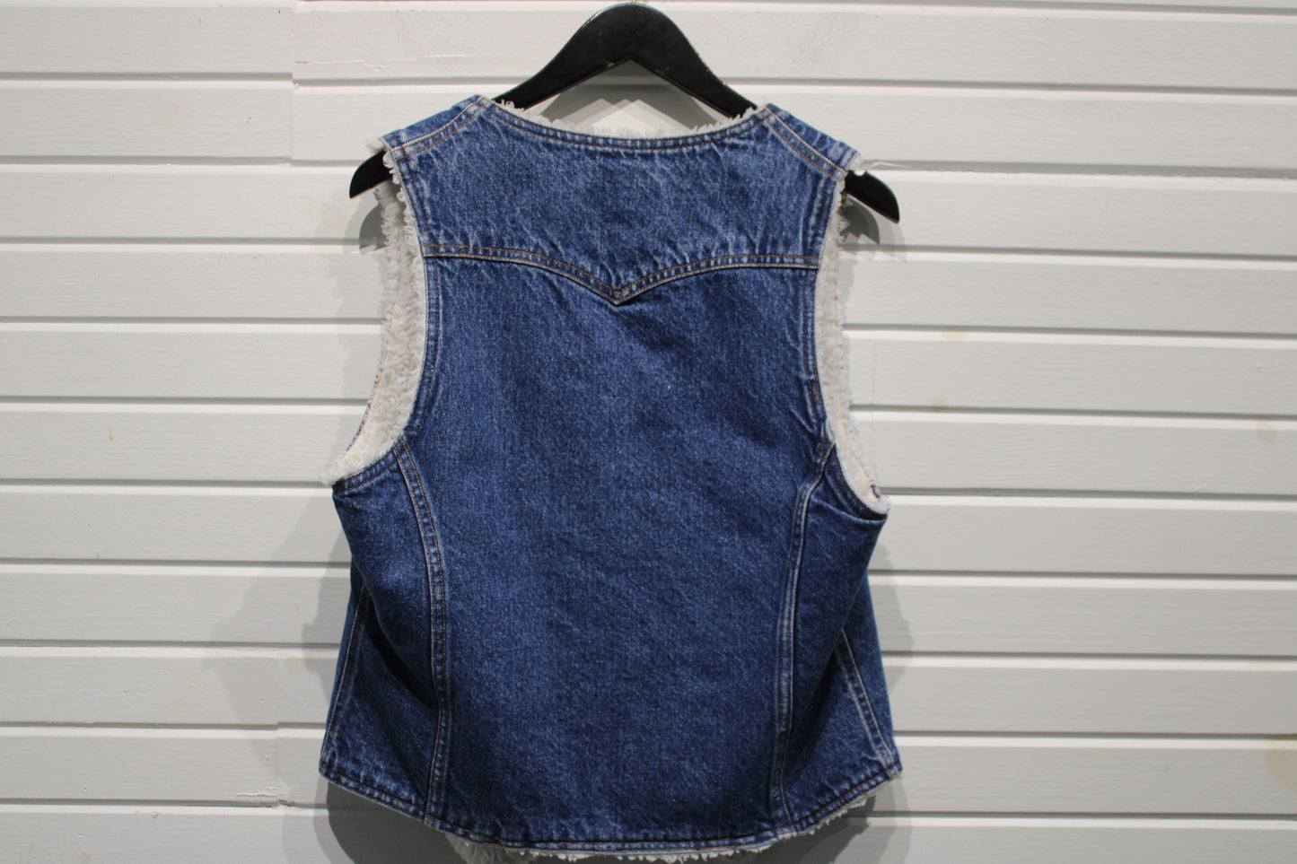 Levi's Denim Sherpa-Lined Vest | Vintage 70s Button Up Blue Jean Waistcoat | Western Style Layering Piece