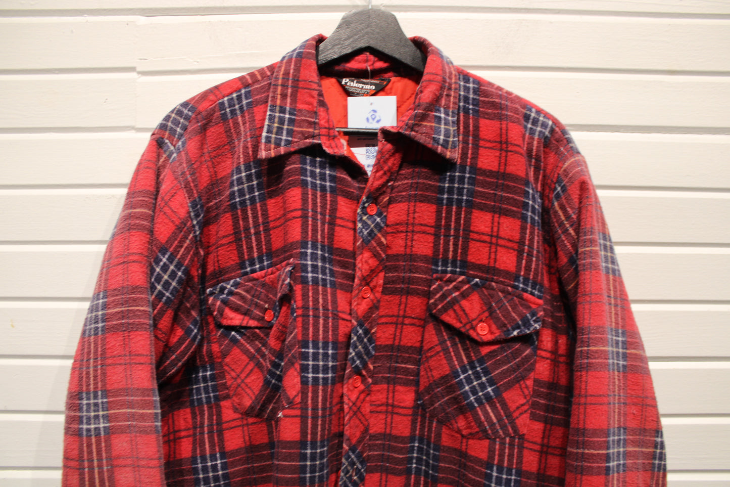 Palermo Plaid Button-Up Shirt | Vintage Red Quilted Flannel Lumberjack Shirt | Men's Outdoor Wear