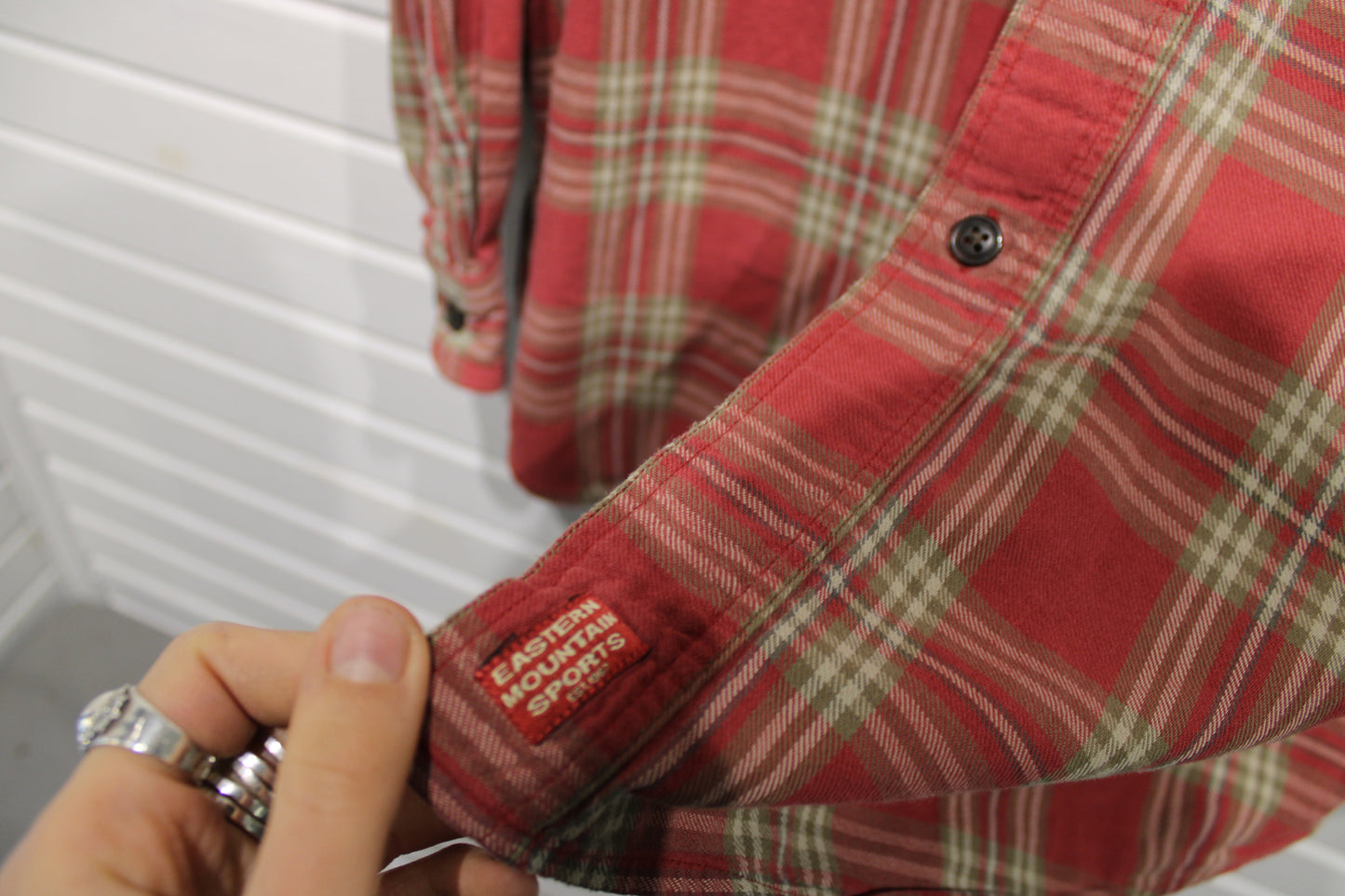 Eastern-Mountain-Sports Plaid Button-Up Shirt | Vintage Classic Flannel Outdoor Shirt | Men's Casual Top