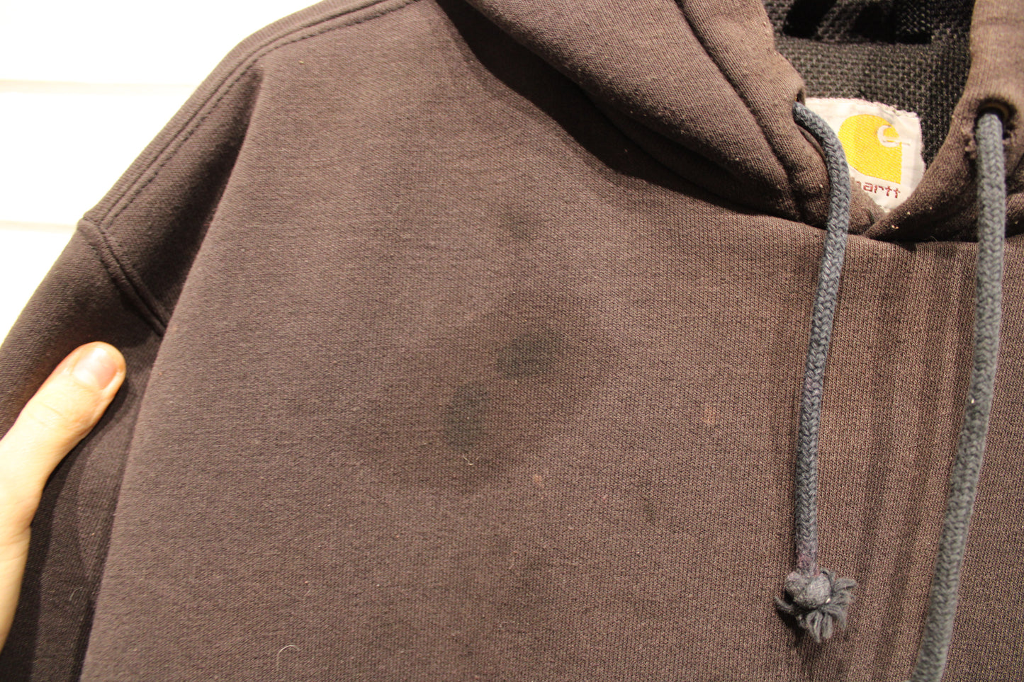 Vintage Carhartt Hoodie | Workwear Faded Brown Pullover Sweatshirt | Paint Stains Utility Hoody