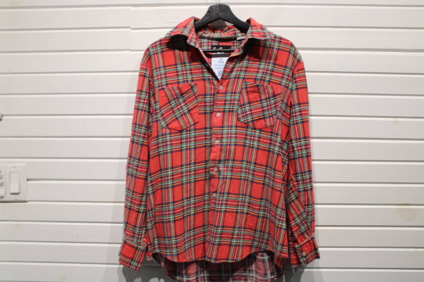 Bud-Berma Plaid Button-Up Shirt | Vintage Classic Red Tartan Flannel | Men's/Women's Casual Top