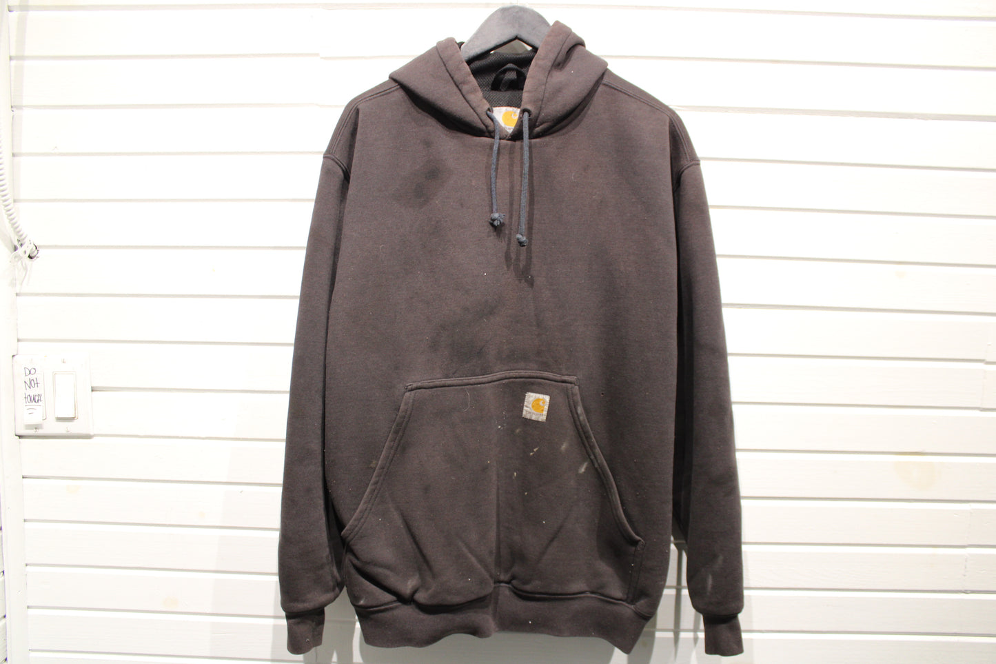Vintage Carhartt Hoodie | Workwear Faded Brown Pullover Sweatshirt | Paint Stains Utility Hoody
