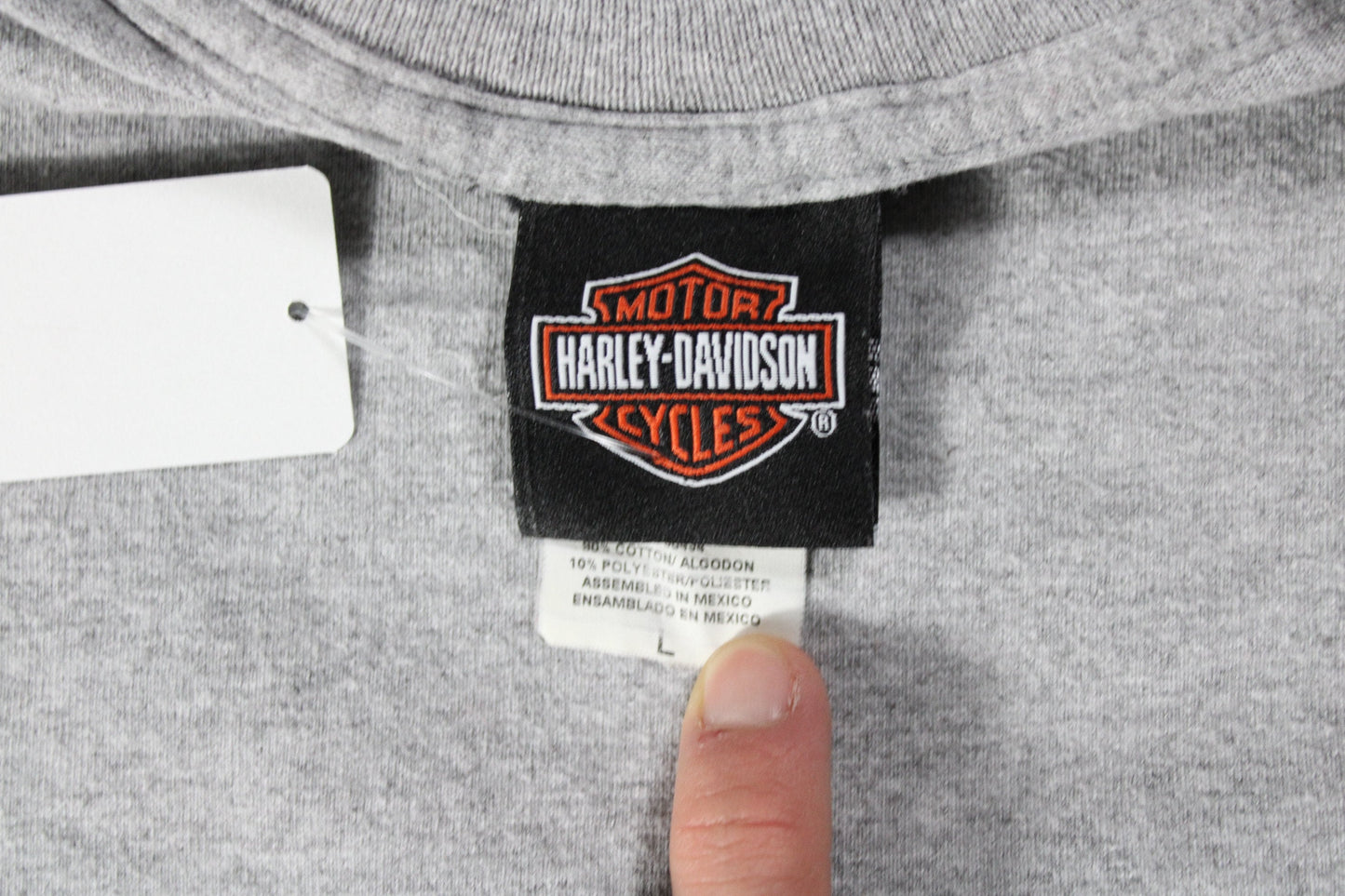 Vintage 90s Grey Harley Davidson Chest Logo T-Shirt